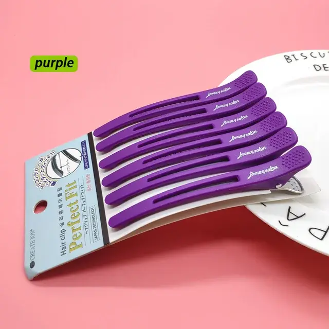 Lot de 6 pinces à cheveux en plastique en forme de bec de canard pour la séparation des mèches
