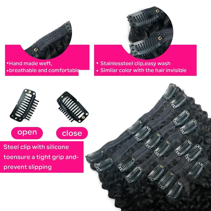 Extensions de cheveux bouclés à clipser pour femmes