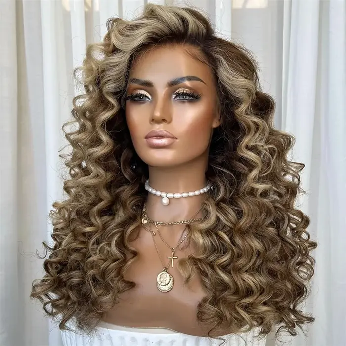 Perruque Lace Front Wig synthétique bouclée et profonde pour femmes