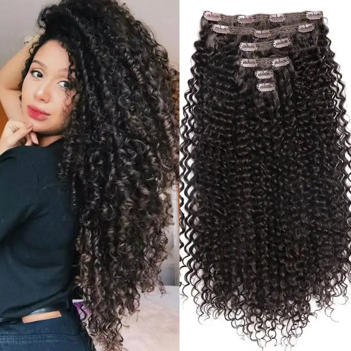 Extensions de cheveux synthétiques bouclés à clipser pour femmes et filles
