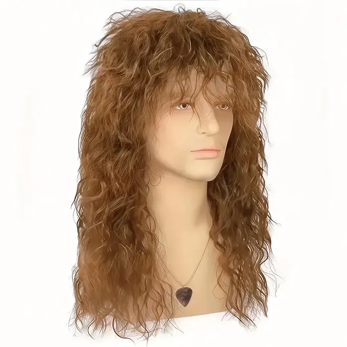 Perruque synthétique afro bouclée de ton marron rock classique