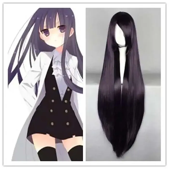 Perruque blanche 100 CM/40 pouces postiche longue fibre synthétique résistante à la chaleur Salon de coiffure fête dessin animé Cosplay cheveux raides