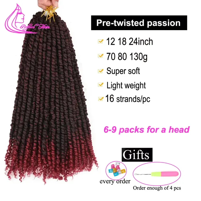 Cheveux synthétiques pré-torsadés Passion Twist pour crochet