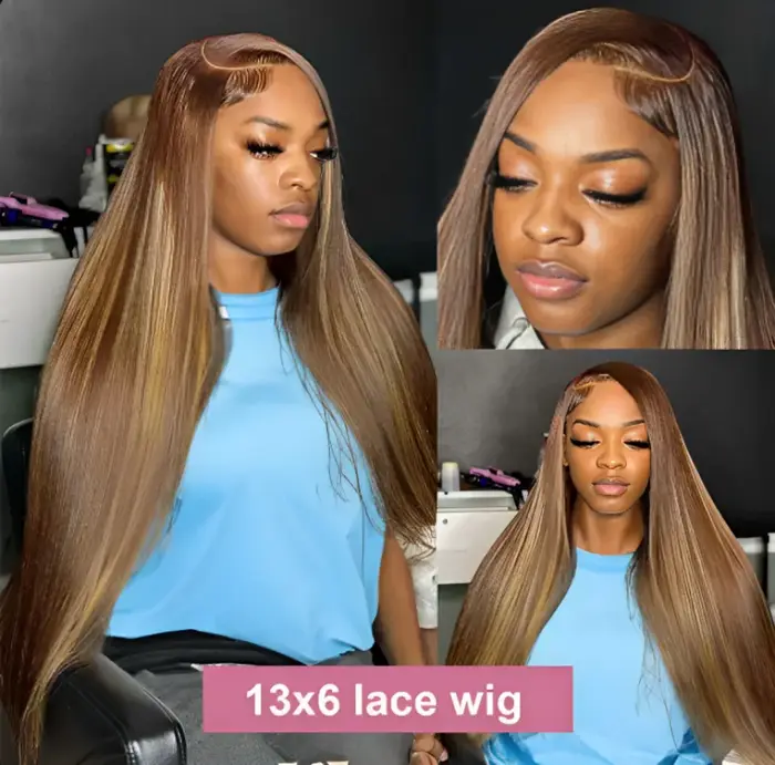 Perruque Highlight 30 pouces 13x4 13x6 HD Lace Frontal avec Ligne de Cheveux Naturelle Pré-épilée, B