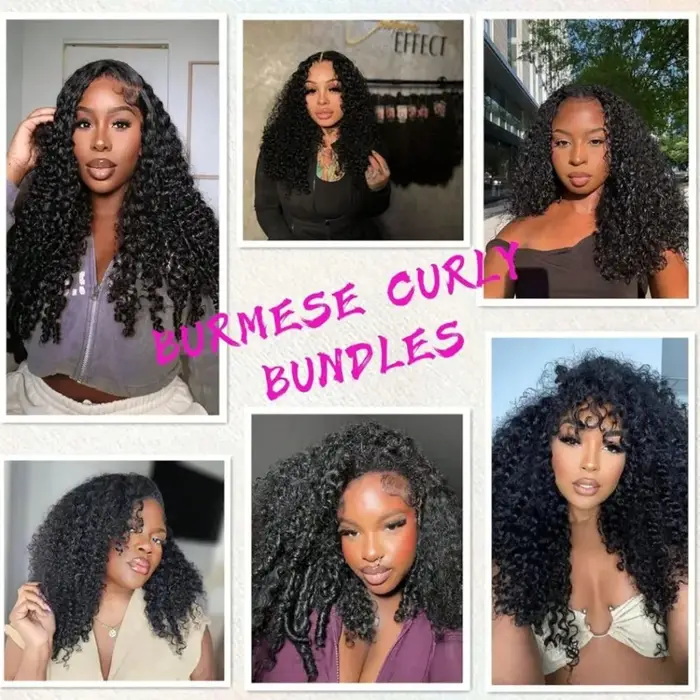 Extensions de cheveux humains bouclés vierges 12A, style boucles birmanes et ondulations aquatiques,