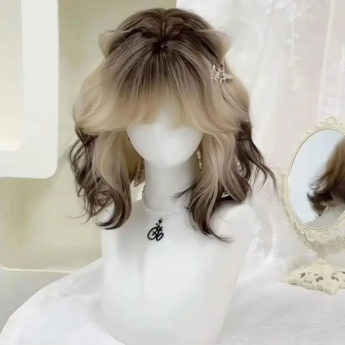 Perruque synthétique noire dégradée Blonde Lolita pour femmes