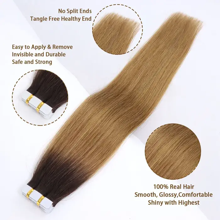 Extensions de bande de cheveux humains blonds