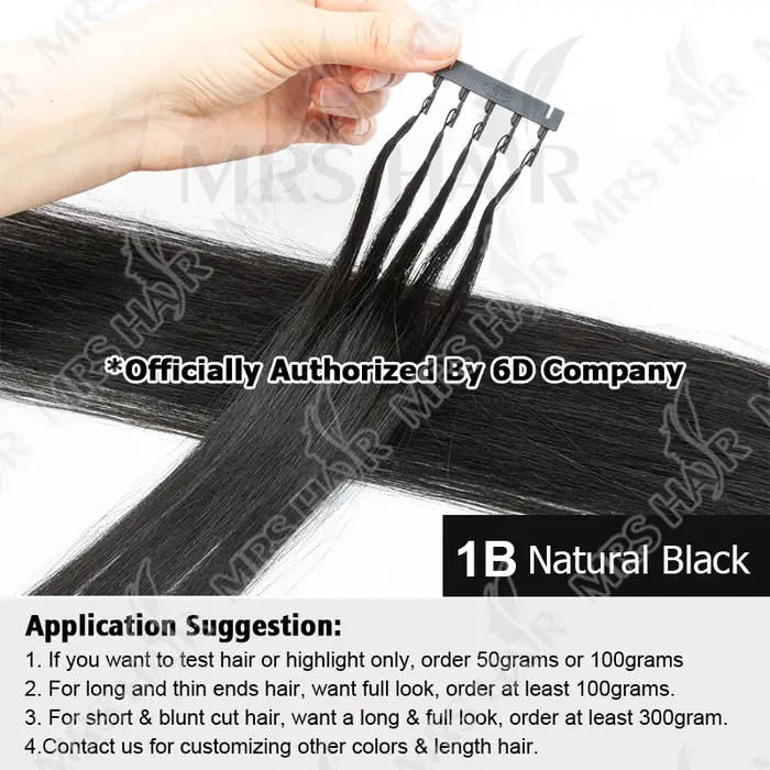 Extensions capillaires 6D en cheveux humains non-Remy, extensions 6D2 micro-fines invisibles avec po