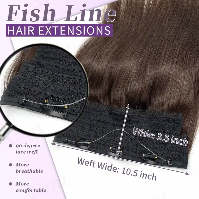 Extensions de Cheveux Humains Longs Bruns Foncés à réinitialisation