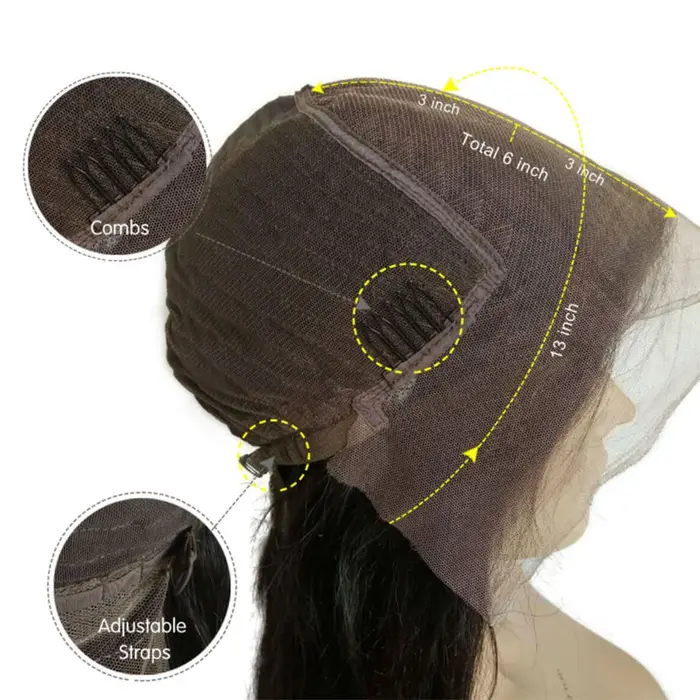 ALANDING YST − Perruque naturelle courte, avec bonnet en dentelle, cheveux lisses, 13x6, coupe pixie
