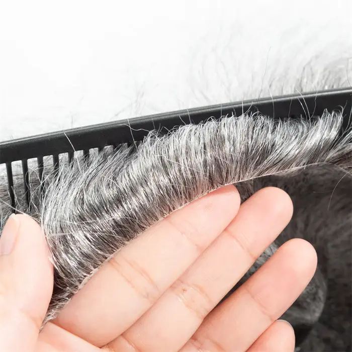 Toupet cheveux humains hommes 0.12-0.014mm peau avec noeuds