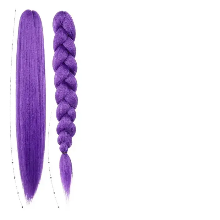 Perruque de Cosplay KPOP Rumi tressée violette longue de 26 pouces
