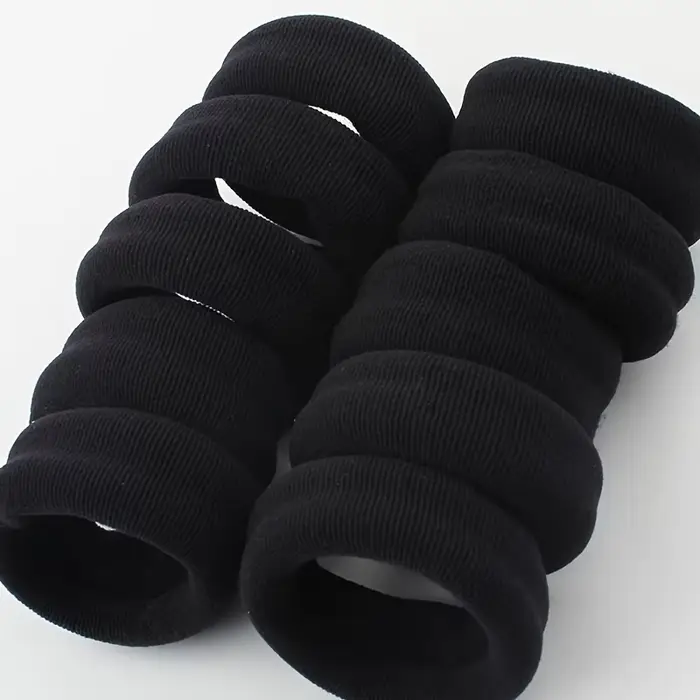 Boucles de cheveux épaisses, 5 pièces, attaches élastiques de couleur unie, porte-queue de cheval an