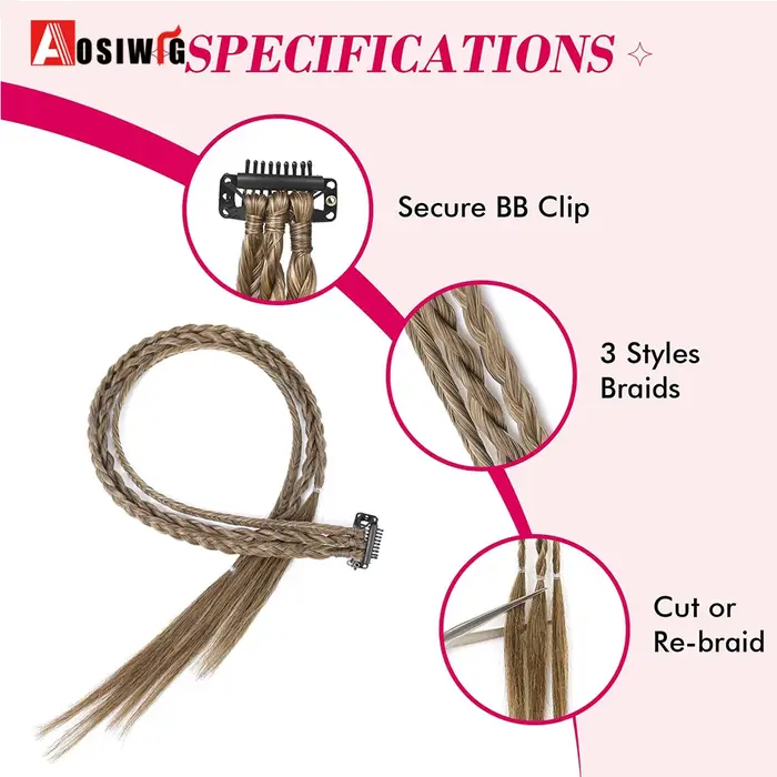 Extensions capillaires synthétiques longues à Clip tressé