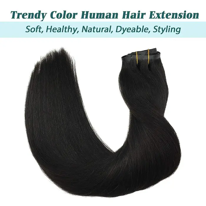 Extensions de cheveux humains à clipser en PU