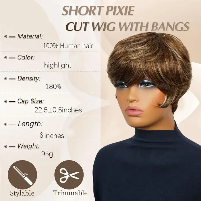 Perruque courte pour homme en cheveux naturels