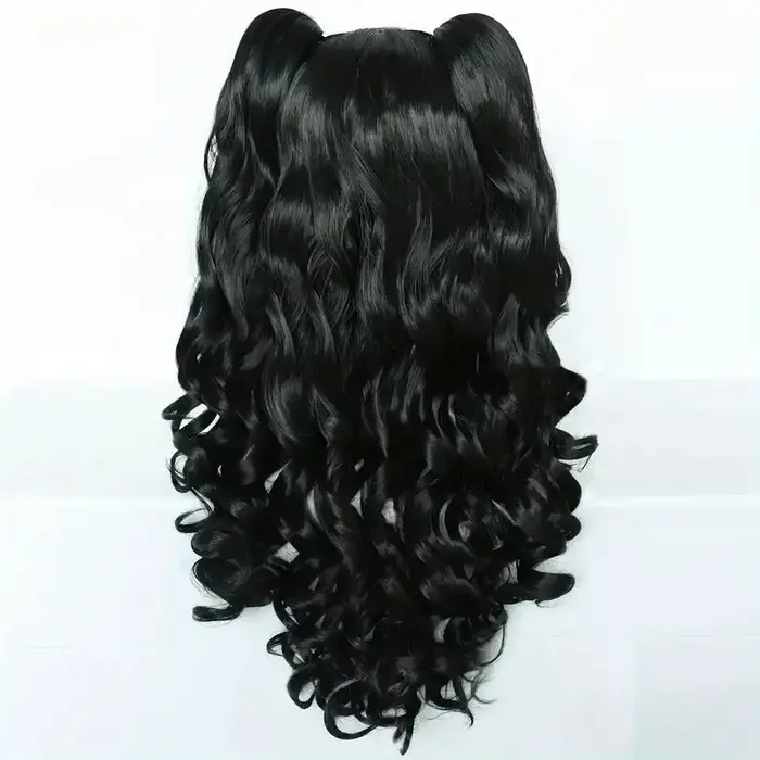 Cosplay Lolita grande vague cheveux bouclés noirs pour les fêtes de vacances
