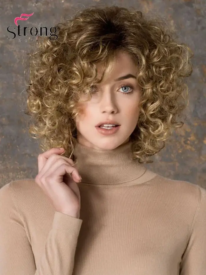 Strongbeauty Auburn perruques synthétiques perruque de cheveux courts bouclés pour les femmes
