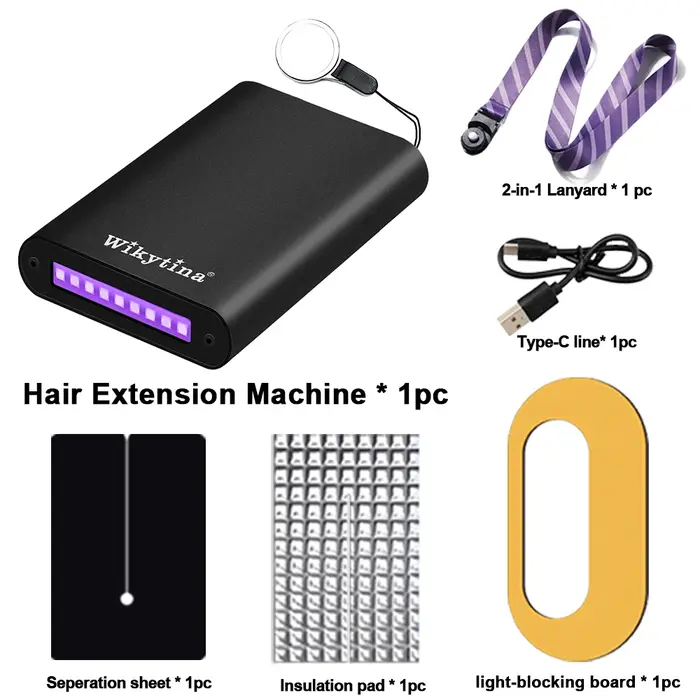 Kit professionnel d'extensions de cheveux à lumière UV avec outils de pose