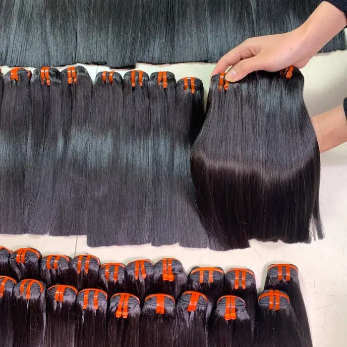 Extensions de Cheveux Humains Vierges Bruts Non Traités 100% Naturels, Super Double Drawn, Lisses Co