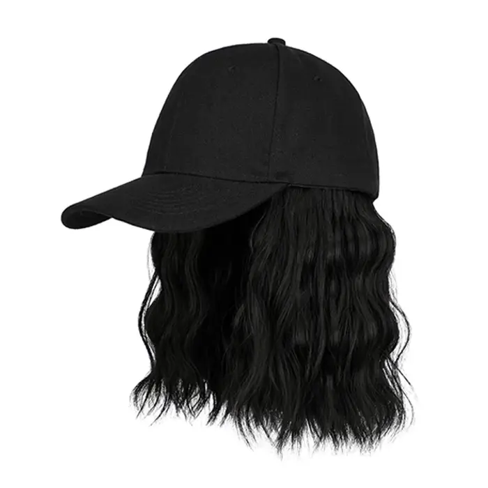 Nouvelle mode chapeau Extensions de cheveux moyen Long dames bouclés perruques chapeaux connecté couvre-tête synthétique casquette à visière perruque pour les femmes