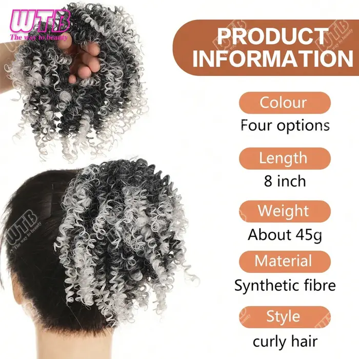 4 pouces synthétique Afro crépus bouclés Chignon Extension de cheveux pièces