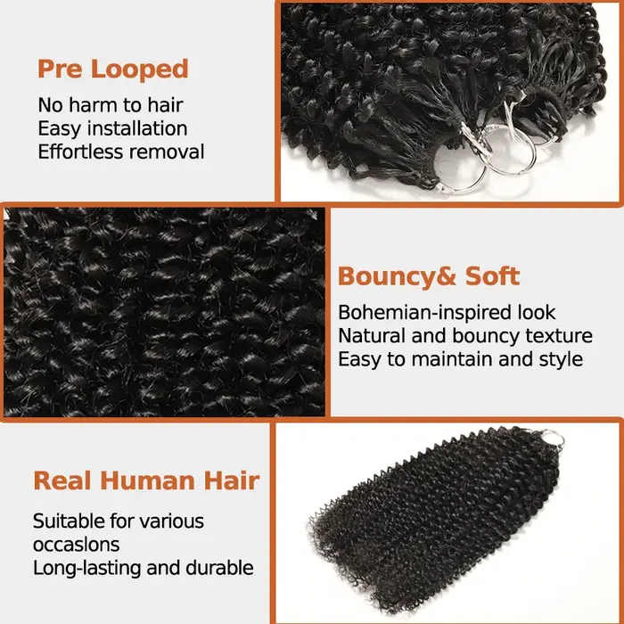 Extensions de cheveux humains crépus bouclés au Crochet perruques bouclées sans nœuds paquets