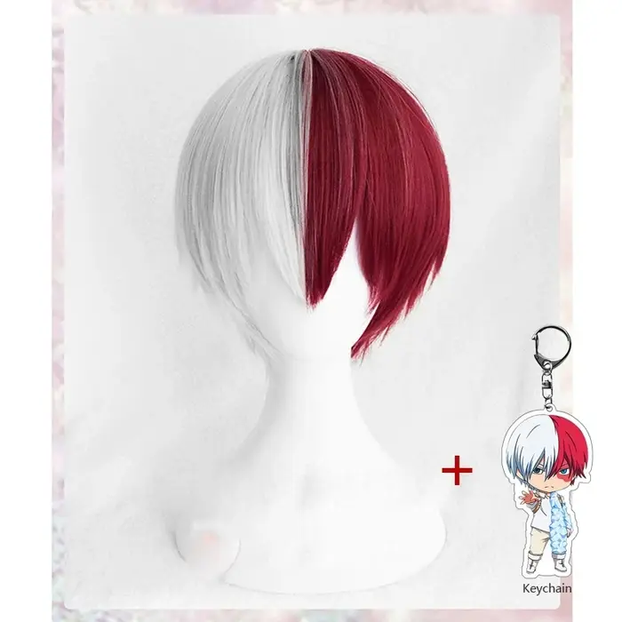 Haute qualité Boku no Hiro Akademia Shoto Todoroki Shouto Cosplay perruque argent blanc rouge Anime perruques +