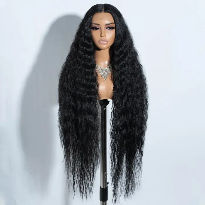 Perruques de Cosplay synthétiques en dentelle pour femmes noires cheveux longs bouclés 42 pouces Cos