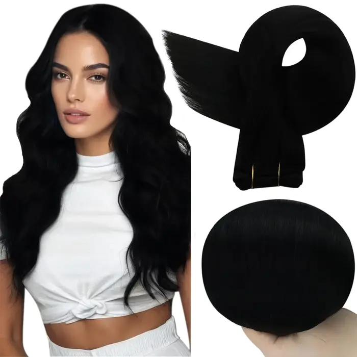 Extensions de cheveux naturels Remy lisses et soyeux, couleur Blonde ombrée, 100g, couture en peau l