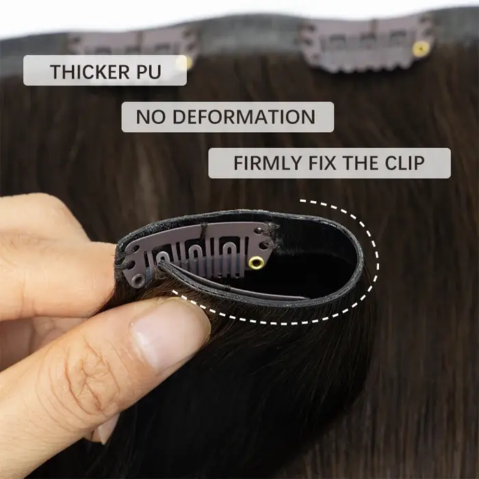 Clip en PU épais Invisible dans les Extensions de cheveux humains, bande de trame en PU sans couture