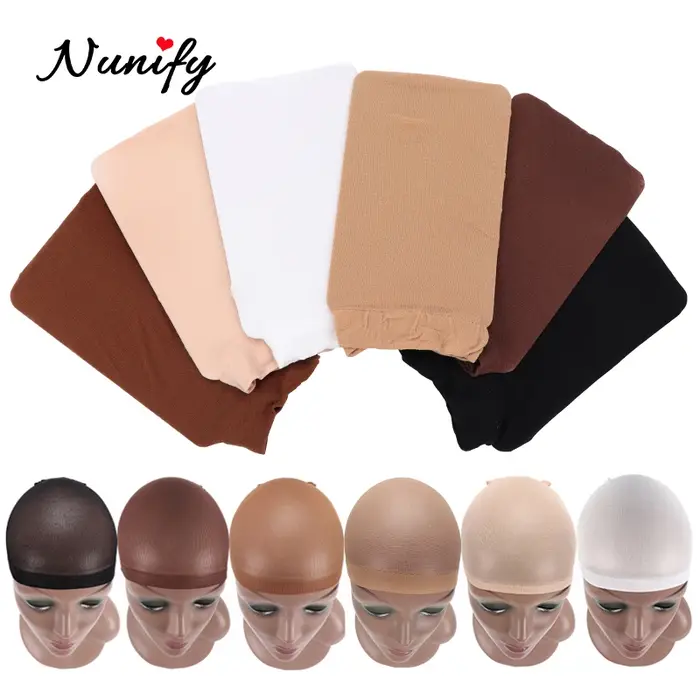 Nunify bonnets de perruque en filet de maille nue avec extrémité fermée pour perruques 2 pièces/paquet bonnet de bas de taille libre rouge café noir Begie marron 6 couleurs