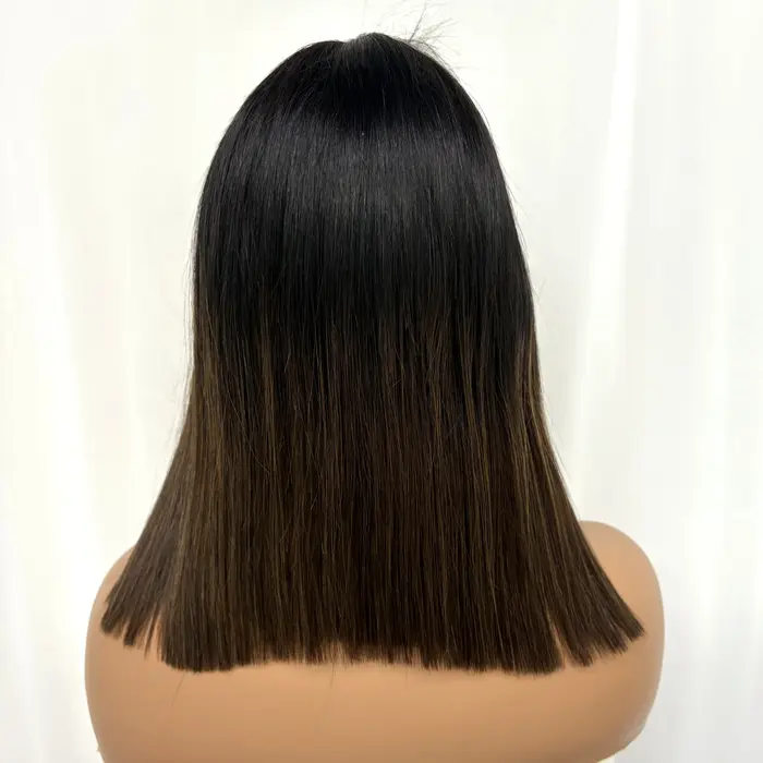 300% 2x6 HD dentelle 1BT4 chocolat brun os droit Bob perruques 16A Double dessiné cru vietnamien vie