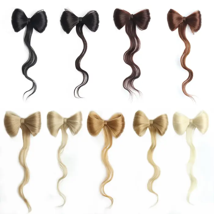 Extensions capillaires synthétiques en forme de pince à griffes avec nœud papillon