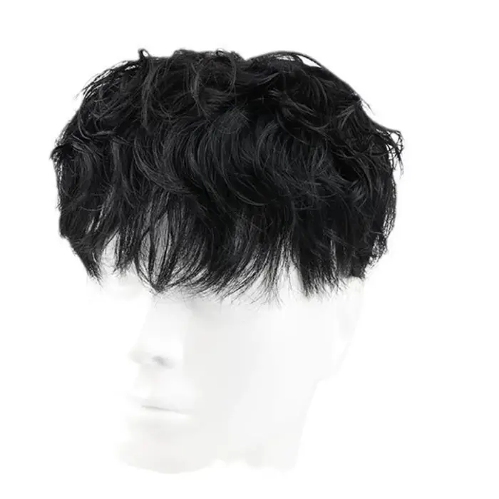 Cheveux humains hommes toupet naturel noir pièce de cheveux tête haut bloc de réparation front Exten
