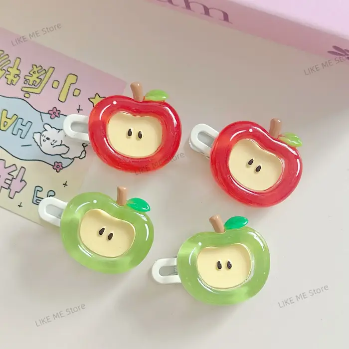 Délicieux grande pomme épingle à cheveux mignon doux fille coeur dessin animé frange bord pince coiffure carte enfants