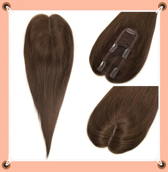 Cheveux Toppers 2x6 pouces femmes Topper main unique noeud naturel