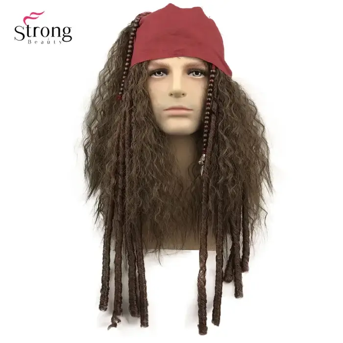 StrongBeauty perruque Pirate Cosplay Jack Sparrow capitaine perruques et accessoires complets cheveu