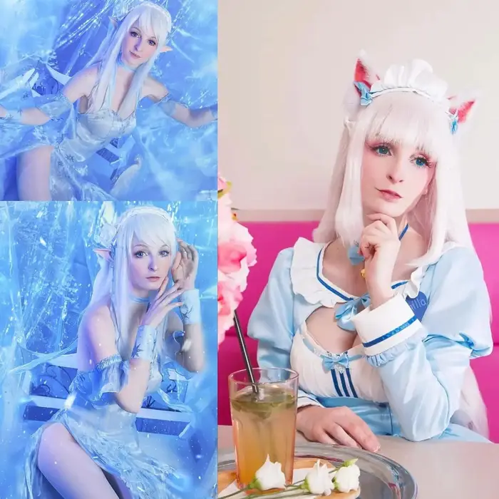 Perruque synthétique longue blanche argentée pour Anime Cosplay Halloween Costume fête