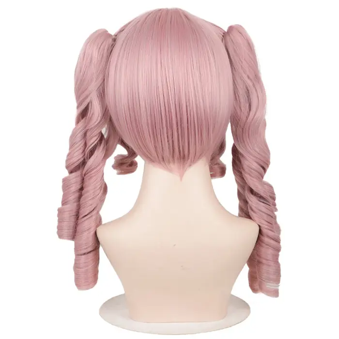 Perruque double queue de cheval bouclée style Lolita Kawaii rose