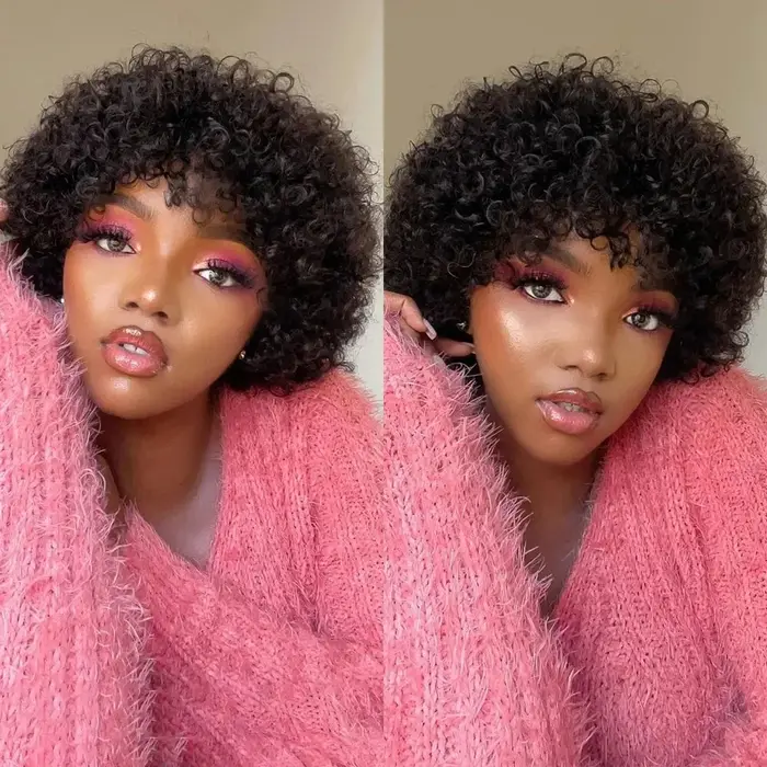 Grandes perruques rebondissantes Afro crépues bouclées pour les femmes noires pré plumées Machine perruque brésilienne