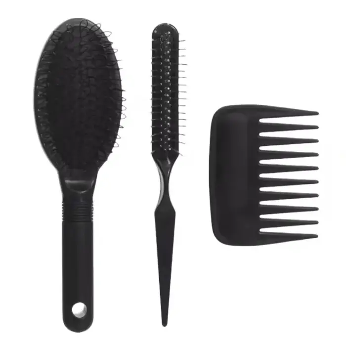 Ensemble de 3 brosses à perruque, brosse à boucle pour perruque, brosse à dents larges et peignes à 