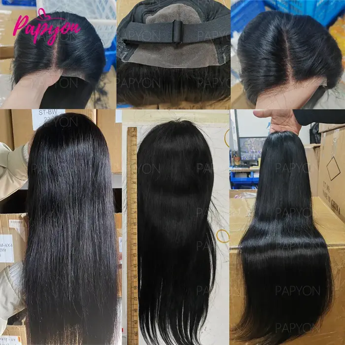 6x4 Perruque Cheveux Humain Sans Colle Perruque Lisse Pré-épilée Glueless Wigs Human Hair Drawstring