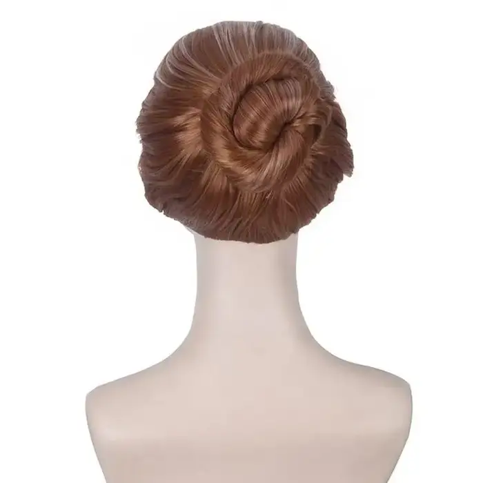 Perruque de cosplay Anna, perruque synthétique de princesse anime avec chignon, perruque mignonne pour fille, fibre résistante à la chaleur de haute qualité, pour fête d'Halloween