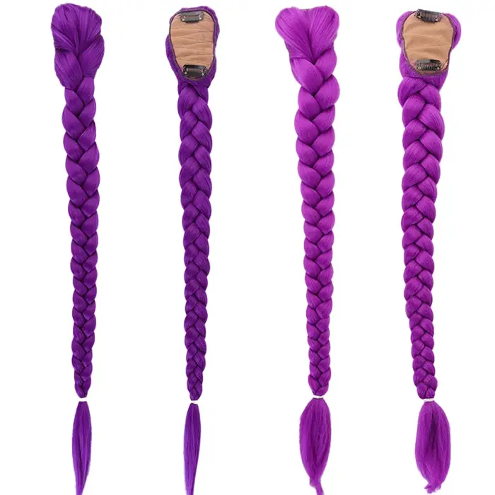 Queue de cheval synthétique tressée violette pour enfants