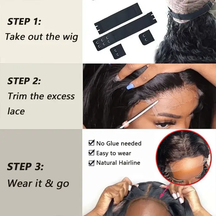 Perruque 100% Cheveux Humains 5x5 Sans Colle Ondulée Effet Mouillé Transparente HD 13x4 Vraie Chevelure Vietnamienne Naturelle Densité 250 300