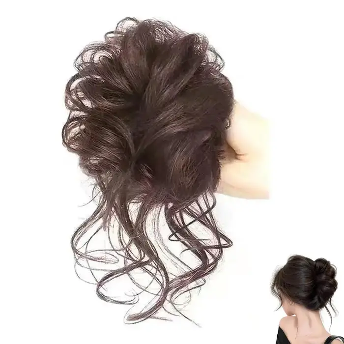 Postiche synthétique queue de cheval chignon volumineux paresseux-faux cheveux courts bouclés avec extrémités