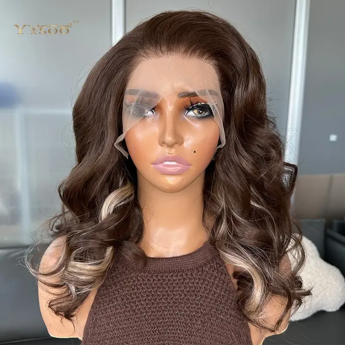 Perruques Lacefront Synthétiques Pré-Pluckées Sans Colle Résistantes à la Chaleur Ondulées Naturelles en Fibre Future pour Femmes Noires Usage Quotidien