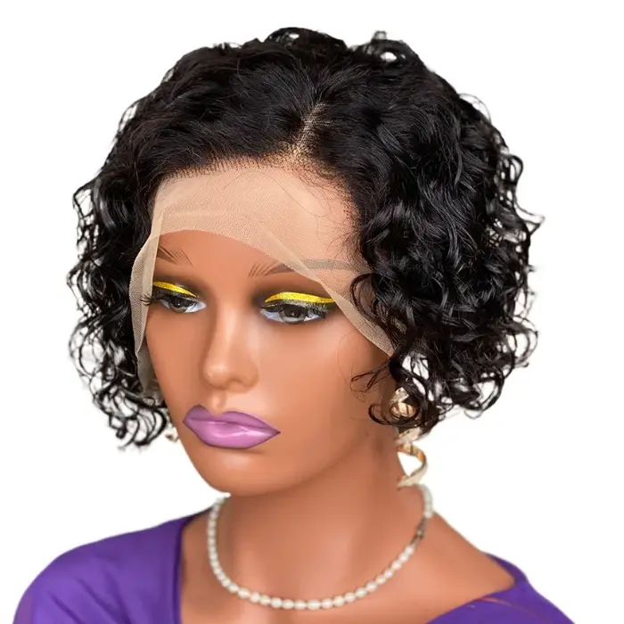 Perruque coupe Pixie bouclée brésilienne Remy