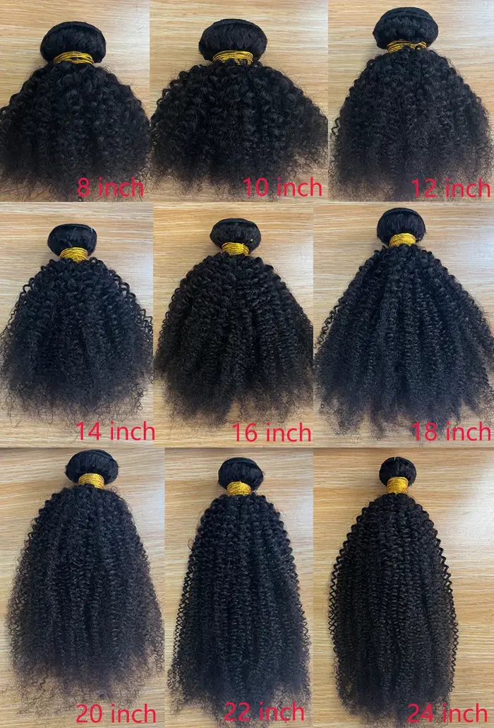Afro crépus bouclés paquets brésiliens 1/3 Afro crépus cheveux humains paquets affaire 8-24 "Extensions de cheveux bouclés armure de cheveux humains pour les femmes